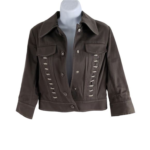 Worth Moto Jacket Western Lace Up Detail Brown 4 - Picture 1 of 8